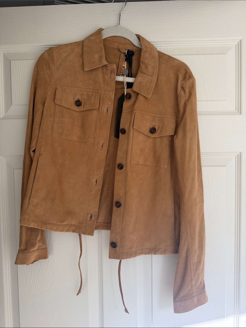 Freaking nation Suede Button-Front Jacket in Tan